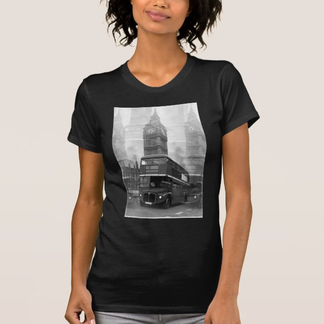 BW Black & White London Bus & Big Ben T-Shirt (Vorderseite)