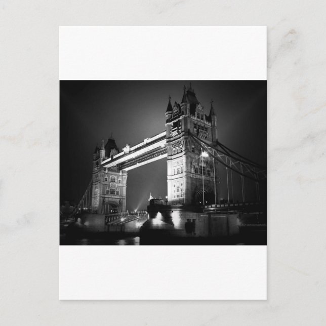 BW Black & White London Tower Bridge Postkarte (Vorderseite)