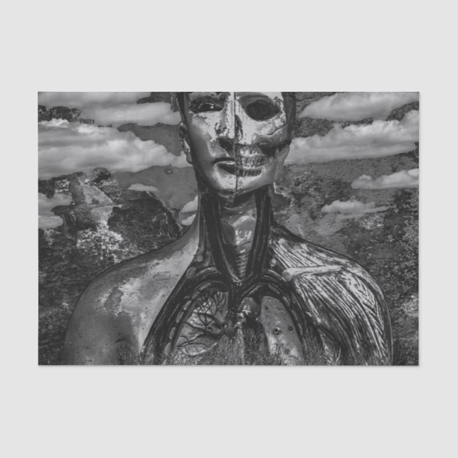 BW Creepy Fantasy Scene Artwork Seidenpapier (Vorderseite)