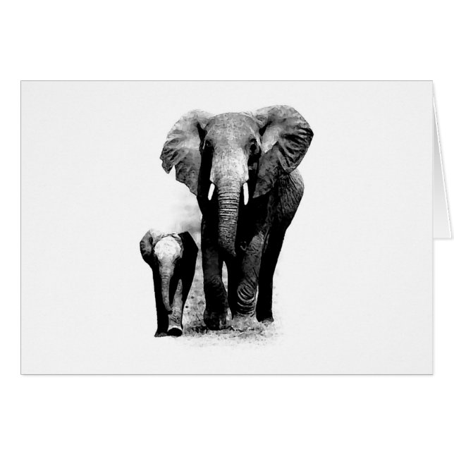 BW Elephant & Baby Elephant (Vorderseite (Horizontal))