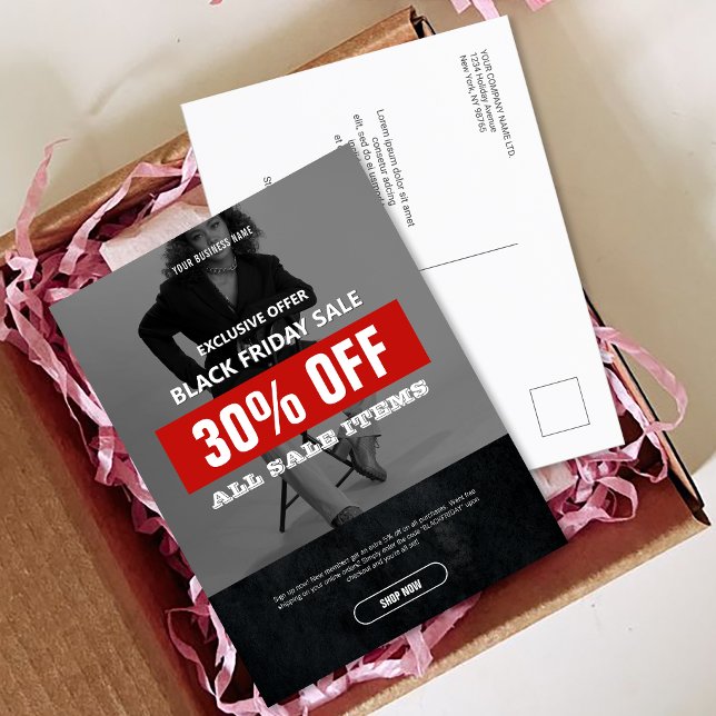 BW Foto Black Friday Sale Produktwerbung Postkarte (BW Photo Black Friday Sale Product Promo Postcard)