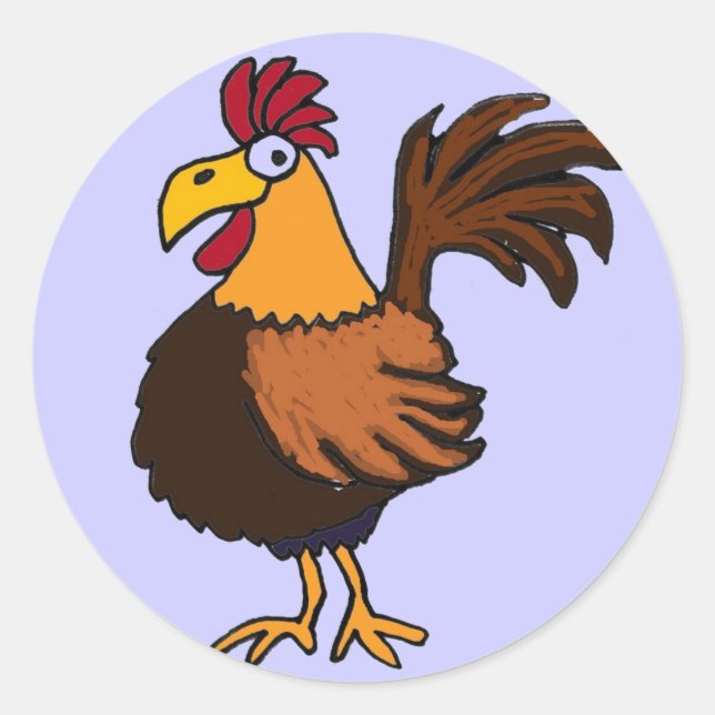 BW- Funny Rooster Cartoon Stickers (Vorderseite)