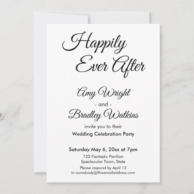 BW glücklich immer nach einfachem, elegantem Empfa Einladung (Vorderseite)