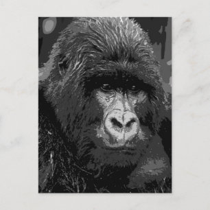 BW Gorilla Face Postkarte
