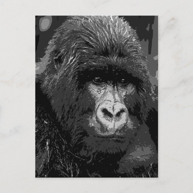 BW Gorilla Face Postkarte (Vorderseite)