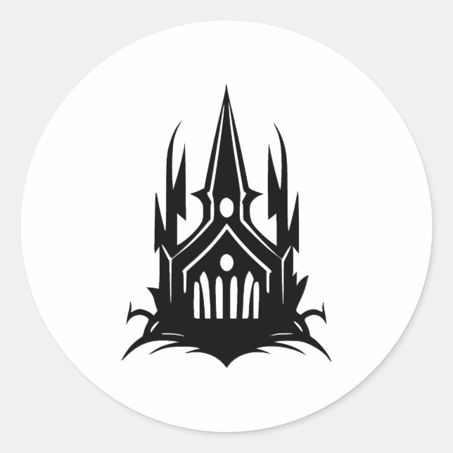 BW Minimalistisches gotisches Design Runder Aufkleber (Vorderseite)