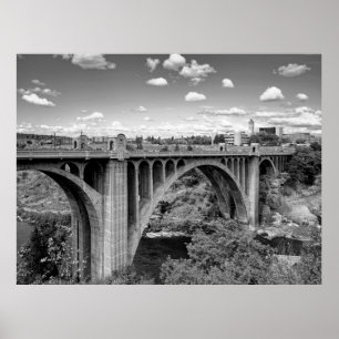BW MONROE STREET BRIDGE OF SPOKANE POSTER