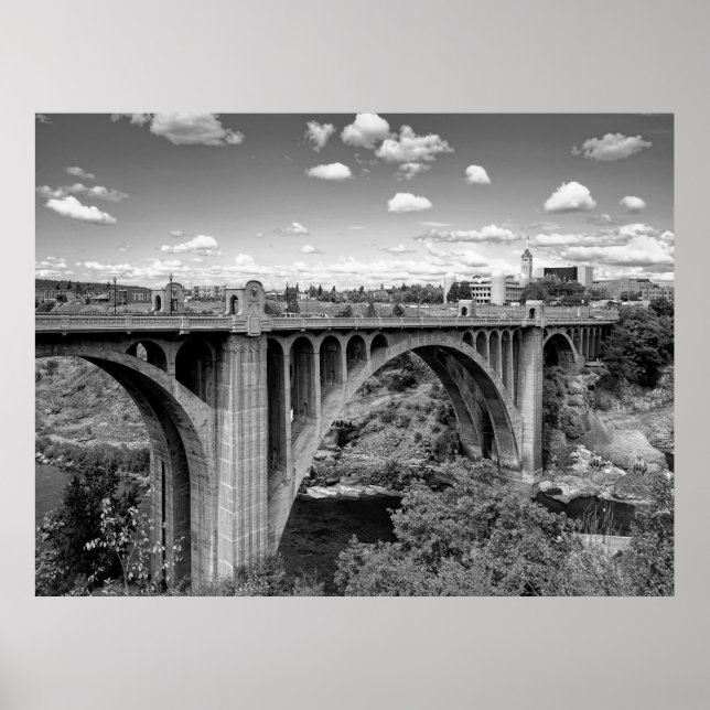 BW MONROE STREET BRIDGE OF SPOKANE POSTER (Vorne)