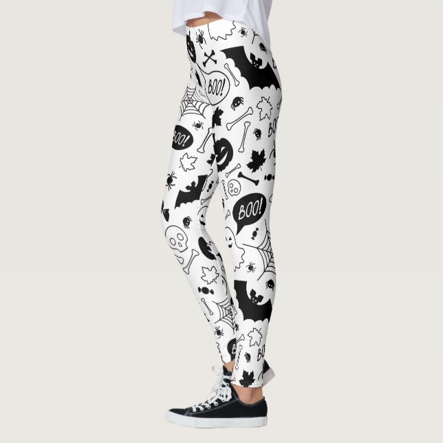 BW Muster Art Halloween Patterns Halloween Art Leggings (Links)