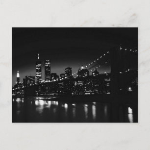 BW New York City at Night - New York City Skyline Postkarte