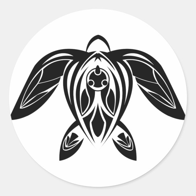 BW Tribal Sea Turtle Sticker (Vorderseite)