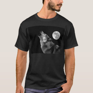 BW-Wolf, der am Mond heult T-Shirt
