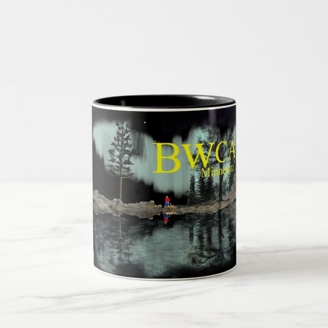 BWCA Minnesota Auroralagerfeuer Zweifarbige Tasse (Mittel)