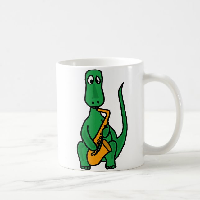 BX-, Dinosaurier Plaing die Saxophone-Tasse Tasse (Rechts)