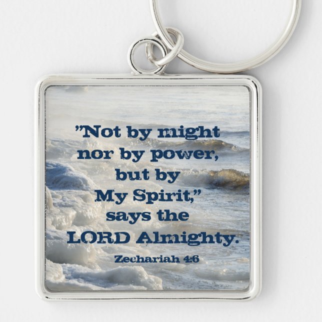 By My Spirit, Scripture Ocean Waves Keychain Schlüsselanhänger (Vorne)