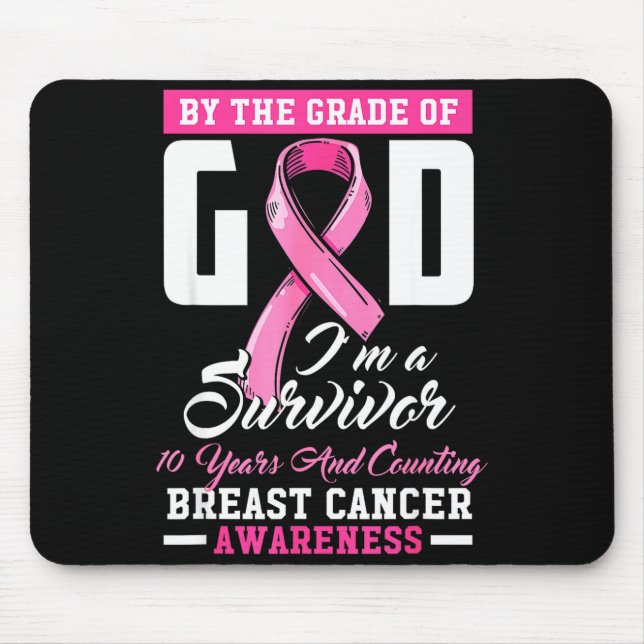 By The Grace Of God Survivor 10 Year Breast Cancer Mousepad (Vorne)