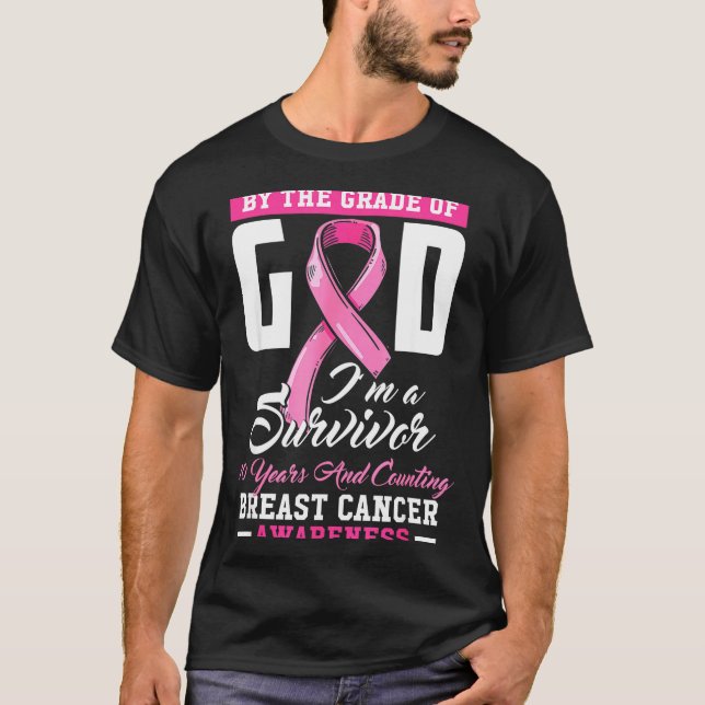 By The Grace Of God Survivor 10 Year Breast Cancer T-Shirt (Vorderseite)