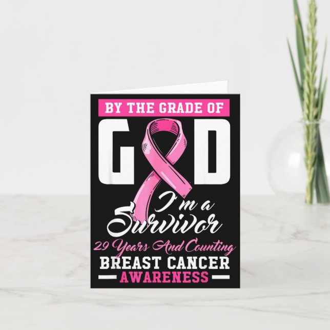 By The Grace Of God Survivor 29 Year Breast Cancer Karte (Vorderseite)