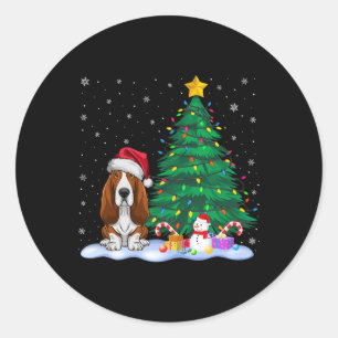 Bybet Hound Dog Xmas Tree Lights Reindeer Hat Chri Runder Aufkleber