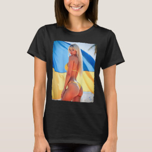 Byck Print T-Shirt - Y Blondes Bikini-Mädchen und