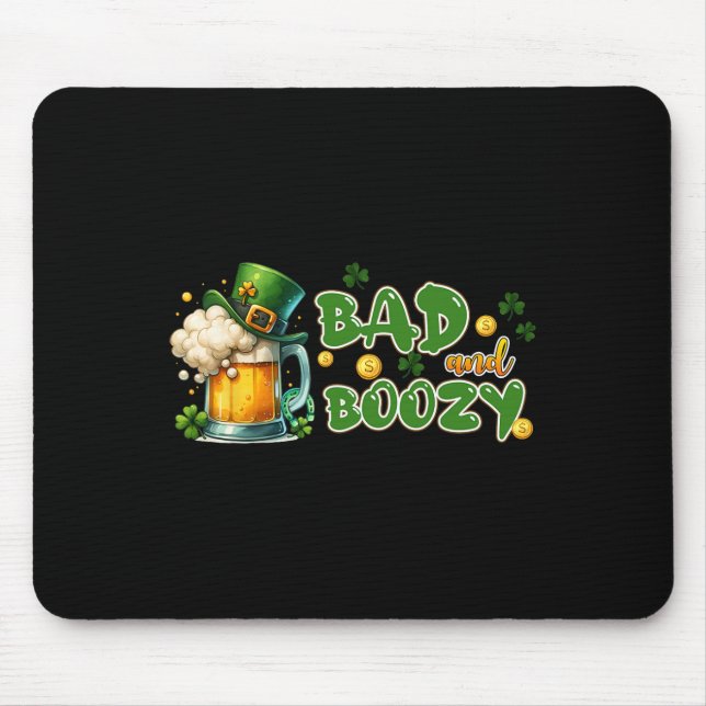 Byd and Boozy St Patricks Day Funny Irish St Paddy Mousepad (Vorne)