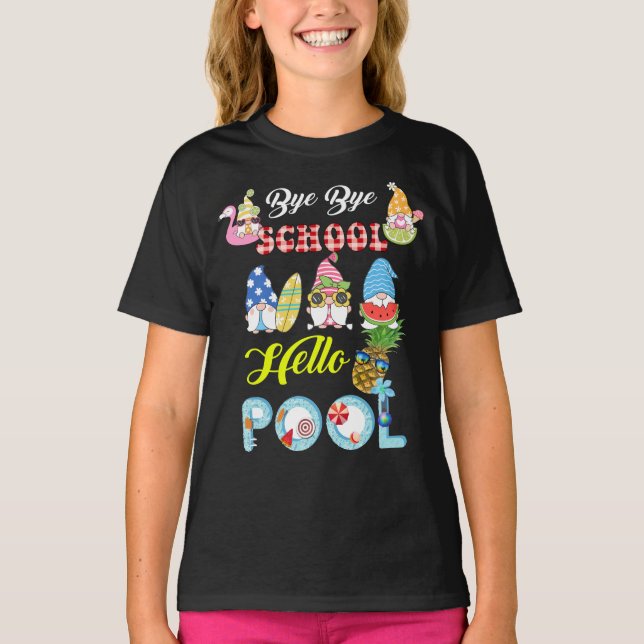 Bye Bye School Hallo Pool Shirt Sommer Student Spa (Vorderseite)