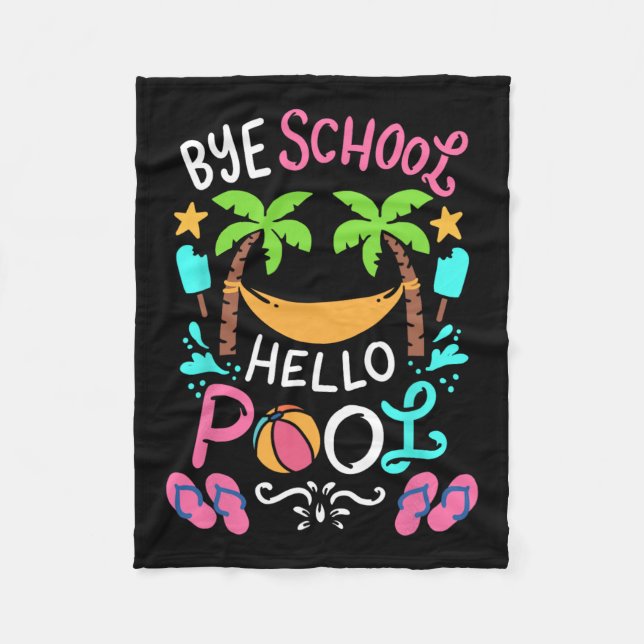 Bye School Beach T Ball T-Shirt Hammock Fleecedecke (Vorderseite)