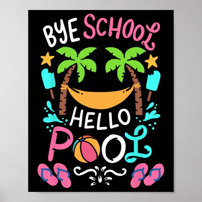 Bye School Beach T Ball T-Shirt Hammock Poster (Vorne)