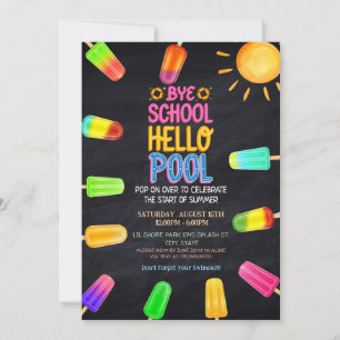 Bye school hello pool Party Einladung