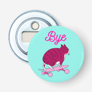 Bye Text mit Cooler rosa Katze Flaschenöffner
