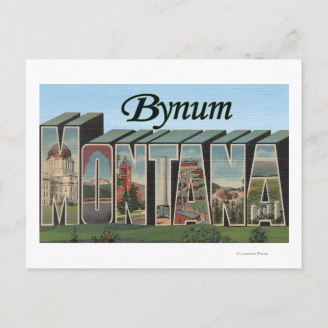 Bynum, MontanaGroße BuchstabenszenenBynum, MT Postkarte (Vorderseite)