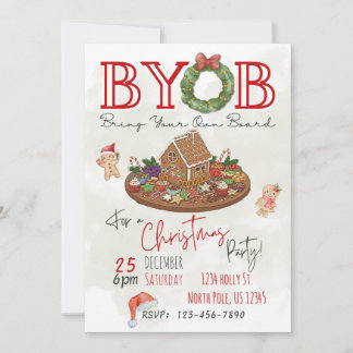 BYOB Charcuterie Board Christmas Party Invite Einladung