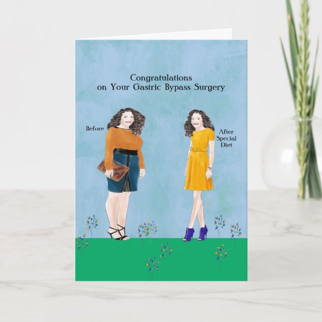 Bypass-Operation des Magens vor und nach Diät Karte (Vorderseite)