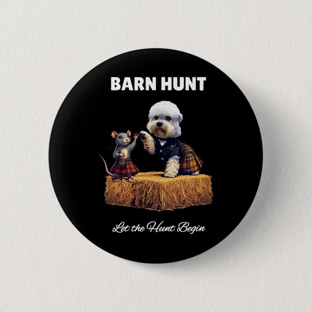 Byrn Hunt Lover - Niedlicher Rat und Dandie Dinmon Button (Vorderseite)