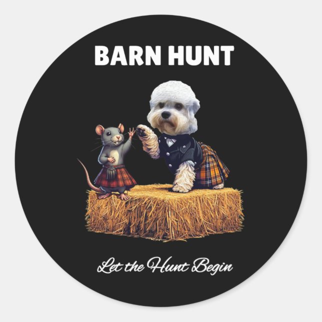 Byrn Hunt Lover - Niedlicher Rat und Dandie Dinmon Runder Aufkleber (Vorderseite)