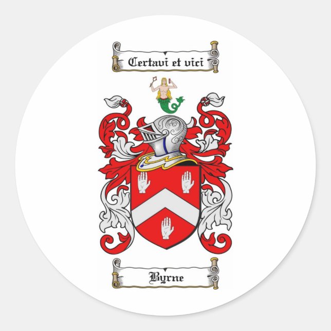 BYRNE-FAMILIENWAPPEN - BYRNE-WappenCOAT Runder Aufkleber (Vorderseite)