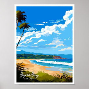 Byron Bay Australia Reisen Vintag Illustration Poster