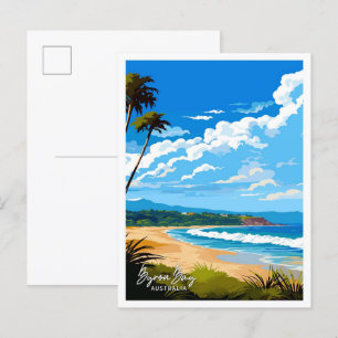 Byron Bay Australia Reisen Vintag Illustration Postkarte