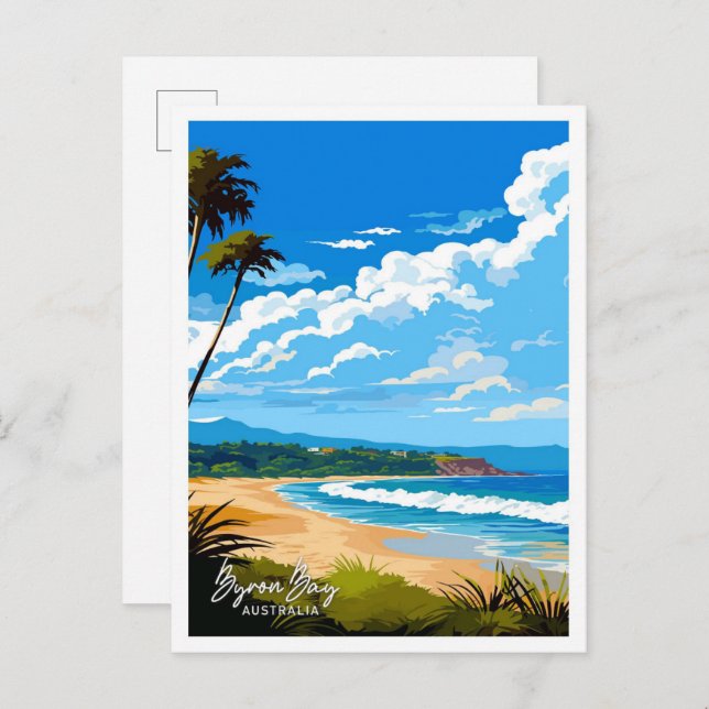 Byron Bay Australia Reisen Vintag Illustration Postkarte (Vorne/Hinten)