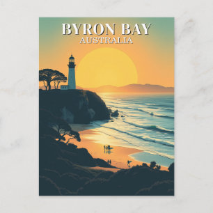 Byron Bay Australia Vintage Travel Lighthouse Postkarte