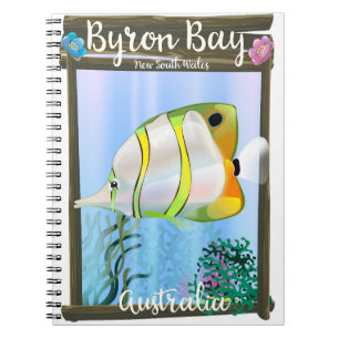 Byron Bay Australien Reiseplakat. Notizblock