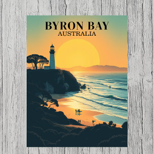 Byron Bay Australien Retro-Reise Leuchtturm Postkarte