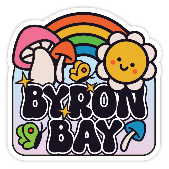 Byron Bay, NSW Australien Sticker (Byron Bay NSW Australia Groovy Hippy Sticker)