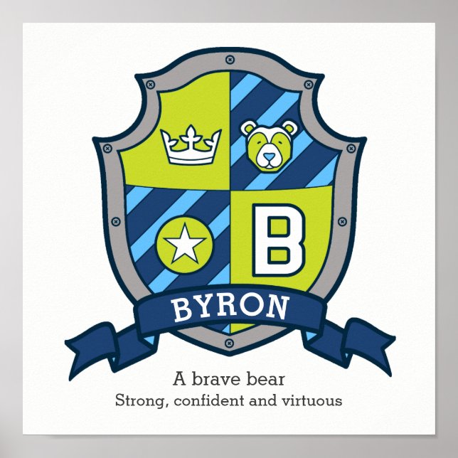 Byron-Jungs-Name bedeutet heraldry Schild Poster (Vorne)