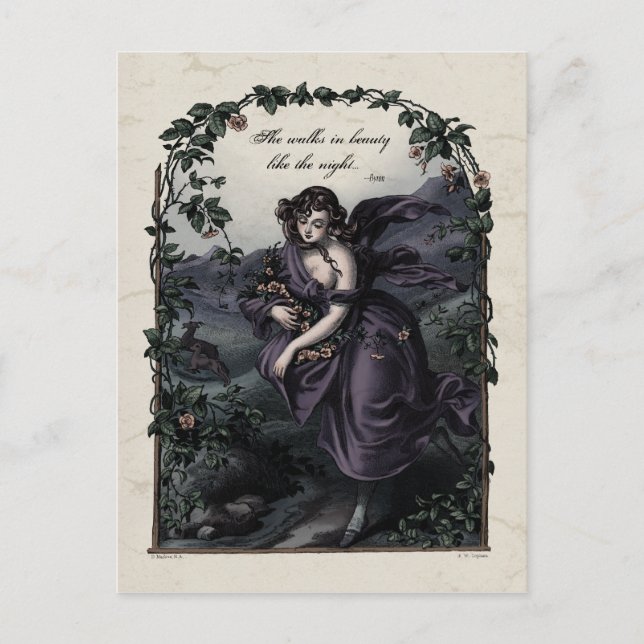 Byron "She Walking in Beauty" Viktorianische Postk Postkarte (Vorderseite)