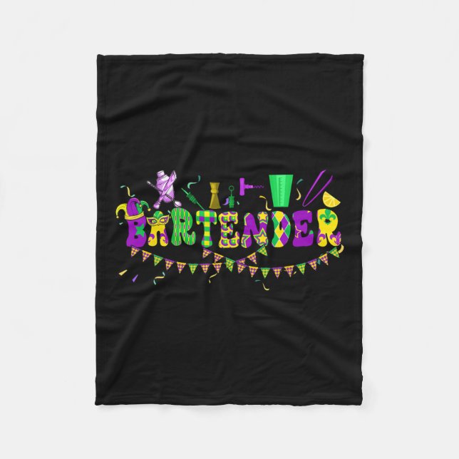 Byrtender Mardi Gras farbenfrohe Kostümparades Pro Fleecedecke (Vorderseite)