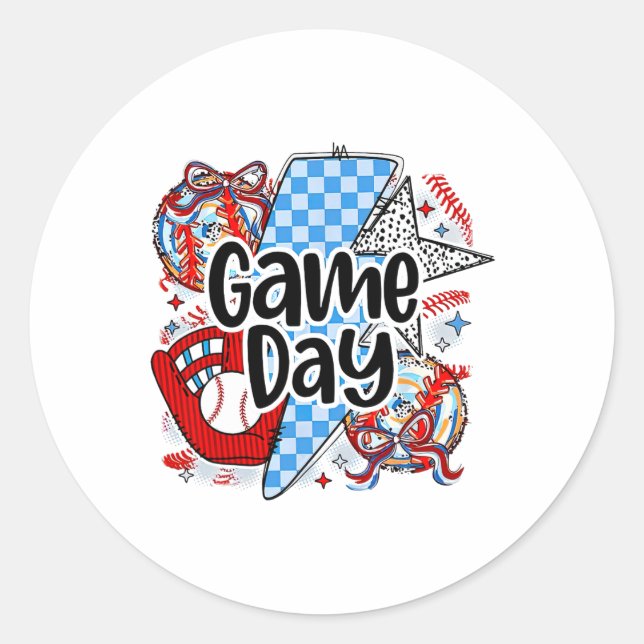 Bysebyll Coquette Game Day Retro Dies ist die Sais Runder Aufkleber (Vorderseite)
