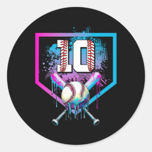 Bysebyll Drip 10. Geburtstag Home Plate Junge Juge Runder Aufkleber