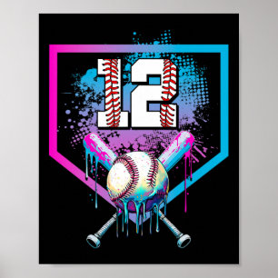 Bysebyll Drip 12. Geburtstag Home Plate Junge Juge Poster