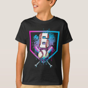 Bysebyll Drip 6. Geburtstag Home Plate Jungen Juge T-Shirt